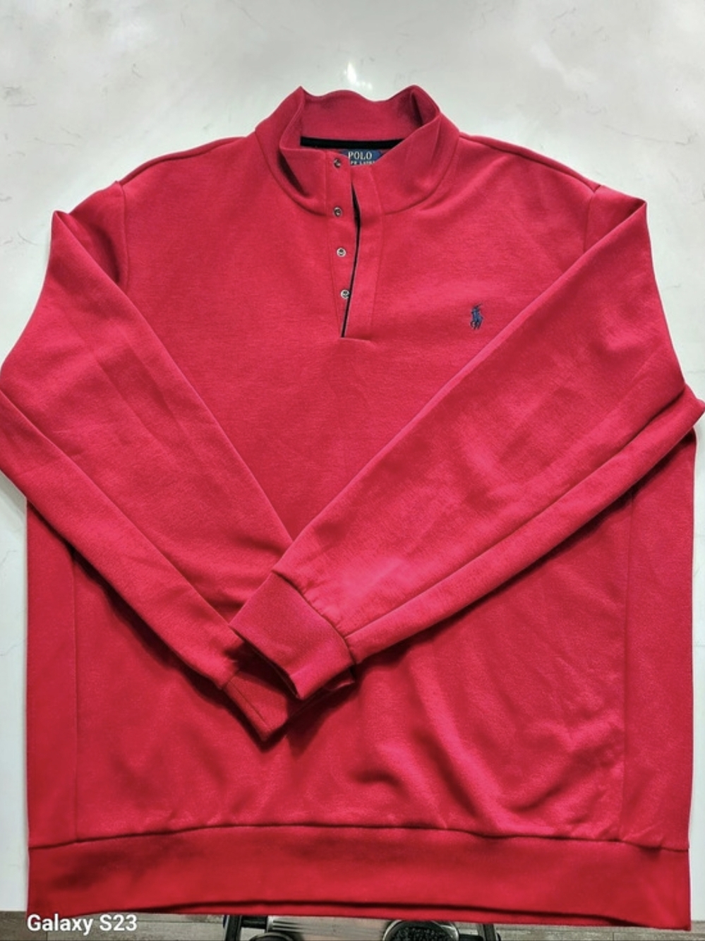 Polo Ralph Lauren Double Knit Tech Snap Mockneck Pullover Red XL